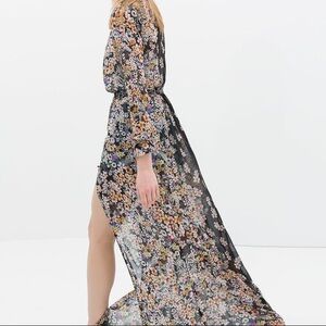 Zara Floral Maxi Dress - Black and Multicolor